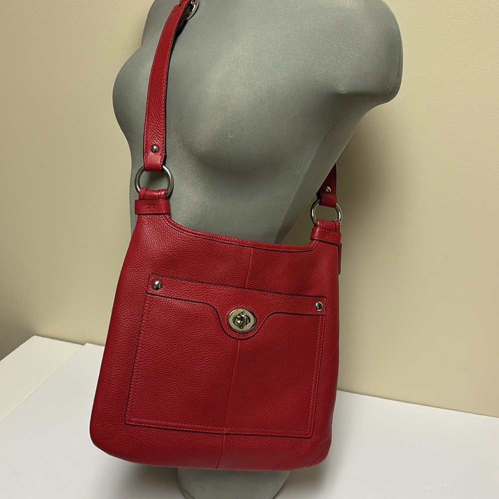 Coach Penelope Crossbody Pebble Leather Red Bag Style No. F16533